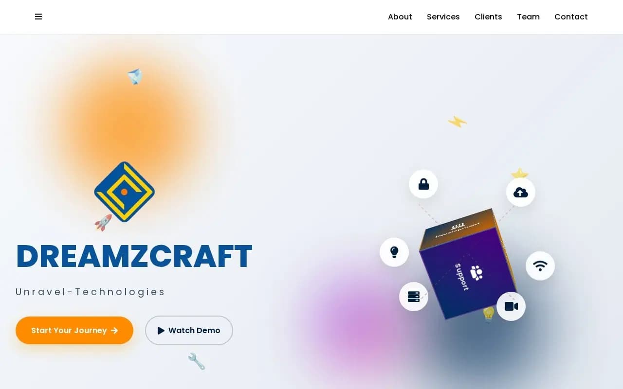 Dreamzcraft website architecture homepage screenshot