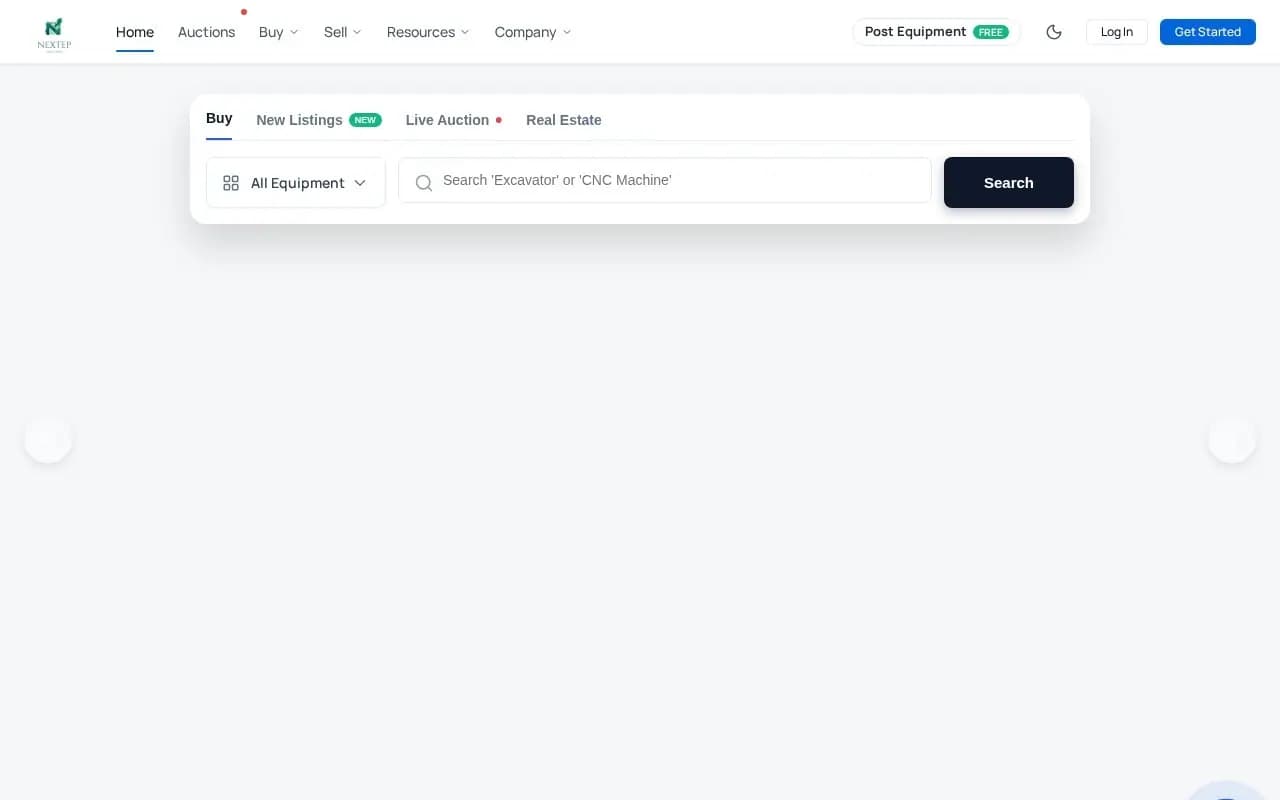Nextep Ventures B2B marketplace and auction platform screenshot